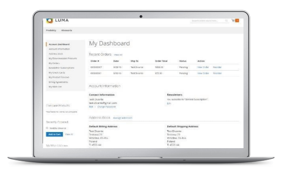 Administration panel – Dashboard/Sidebar
  