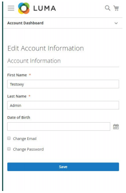 Administration panel – Edit Account Details