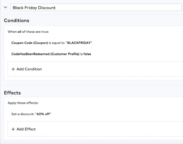 setting up a Black Friday discount in Talon.One
